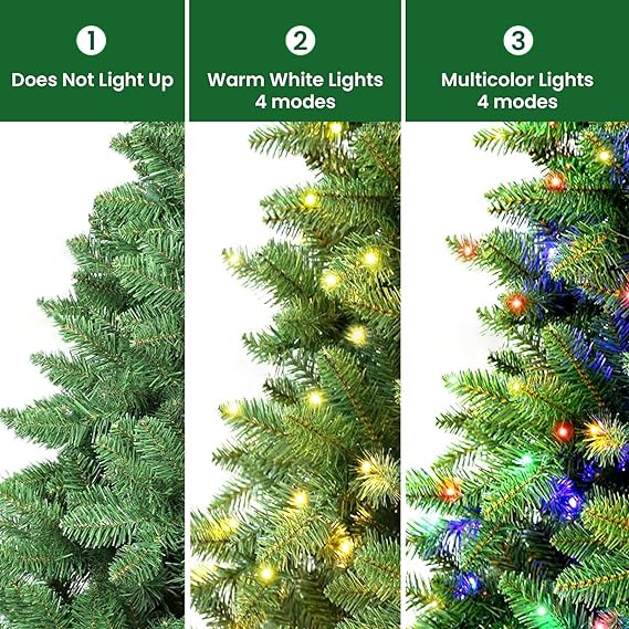 SHareconn s 6-foot pre-lit Premium faux hinged Christmas tree with 330 warm white and multicolor lights