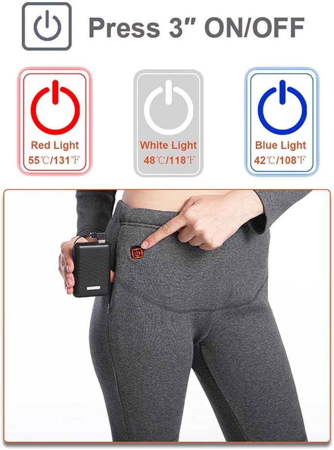Windpost Women s Heated Thermal Underwear set, USB Women s Electric Thermal Long Underwear set, Snow Leggings for Women