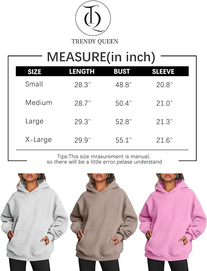Trendy Queen Womens Oversized Hoodies Fleece Sweatshirts Long Sleeve Sweaters Pullover Fall Clothes with Pocket