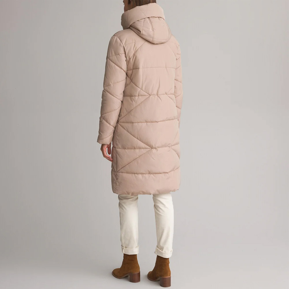 Mid-Length Padded Jacket with Integral Hood