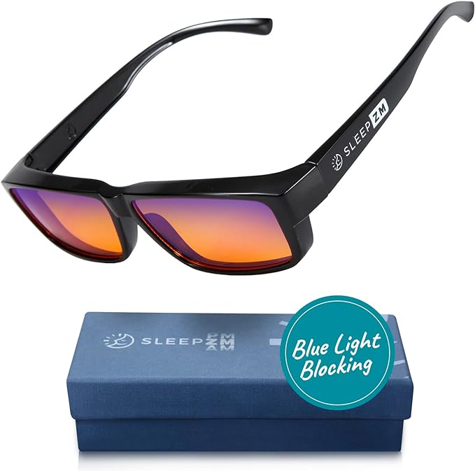 Sleep ZM Fit Over Blue Light Glasses for Computer, TV, Gaming Improve Sleep by Naturally Producing Melatonin for Women + Men