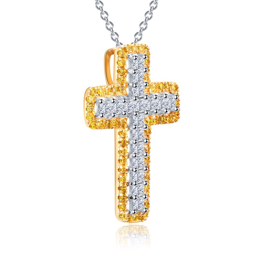 Lee Hwa Jewellery Fancy Colored Cross Diamond Pendant